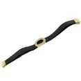 thumbnail image 3 of Fashion Alloy Black Leather Yellow Gold-Tone White CZ Wristband Wrap Bracelet, 3 of 4