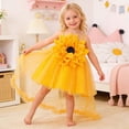 thumbnail image 2 of Rhuody Robe pour Fille Sans Manches Robe de Fête d'Anniversaire Robe Fleurie Col Rond Robe de Fête Dansante Tenue Mode 6-9 Mois Jaune, 2 of 8