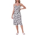 thumbnail image 2 of Chemise de mujer de satén leopardo sexy con tirantes de espagueti, espalda cruzada y vestido deslizante de seda negra con leopardo, 2 of 6