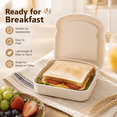 thumbnail image 4 of Portable Bamboo Fiber Sandwich Container, 2.1 Quart Lunch Box with Secure Lid, Reusable Meal Storage for Toast, Rice, Snacks, Travel, Work, Picnic, Camping and Kitchen, Beige, 4 of 6
