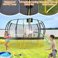thumbnail image 5 of 16FT Pumpkin Trampoline with Basketball Hoop for Kids Adults, Outdoor Round Recreational Trampoline with Enclosure Net, Balance Bar for Backyard, Weight Capacity 1100LBS, Black, 5 of 6
