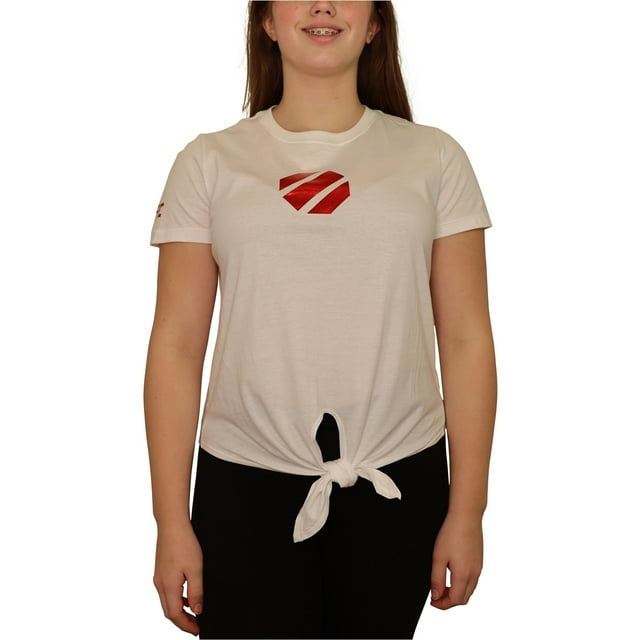Reebok Tie Front Graphic playera para mujer, blanco, mediano