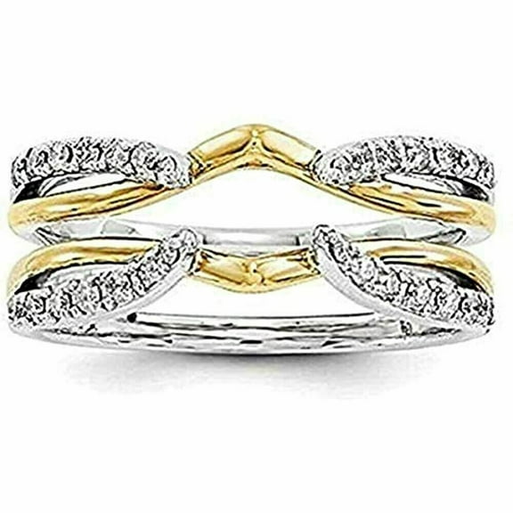 1Ct Round Cut Lab Created Diamond 14K White Gold Plated Valentine Enhancer Wrap Ring Guard 925 Silver