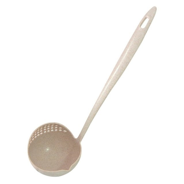 Oleegame 1PC Stainless Steel Cutlery Set Multifunctional Two-in-one Filter Spoon Kitchen Utensils Can Hang Filter Spoon Beige