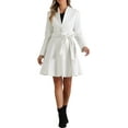 thumbnail image 2 of INSPIRE CHIC Women's Winter Coat Single Breasted Collarless Vintage Outwear Coats with Belt L White, 2 of 5