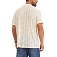 thumbnail image 3 of INSPIRE CHIC Father's Day Men's Hawaiian Camp Collar Button Down Short Sleeve Textured Knitted Shirts M Beige, 3 of 5
