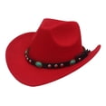 thumbnail image 2 of Sombrero de vaquero occidental de ala ancha, sombrero de copa de jazz, gorra vaquera panameña para acampar al aire libre Sombrero Vaquero 56cm Rojo, 2 of 7