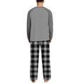 thumbnail image 7 of Mens 2 Piece Pajamas Set Comfy Loungewear Pjs Sleepwear Long Sleeve Crew Neck Top and Wide Leg Bottom Plaid Pants (S, Dark Gray A), 7 of 7