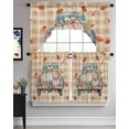 thumbnail image 3 of Fall Pumpkins Truck Kitchen Curtain and Valance Set 3 Pieces,Rod Pocket Short Tier Curtains 36 Inch Length,Orange Plaid Thanksgiving Rustic Swag Topper Small Window Treatment for Cafe Bathroom, 3 of 6