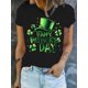 thumbnail image 1 of Women's "Happy St. Patrick's Day" White T-Shirt - Comfortable, Fashionable Casual Wear with Green Clover and Leprechaun Hat Design, Short Sleeve Round Neck Top, Seasonal Top|Comfortable Fit, Ladies T, 1 of 6
