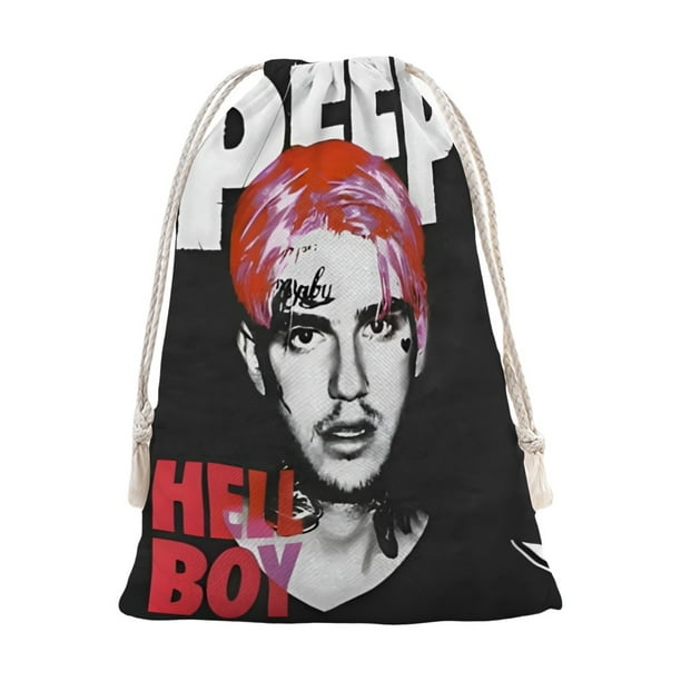 Lil Peep Bolsa de regalo con cierre de cinta navideño para decoración de Navidad,39cm×30 cm.