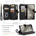 thumbnail image 6 of JTCASES for Google Pixel 8A Wallet Case with Zipper Purse Card Holders Flip Stand Wrist Strap Magnetic Closure PU Leather Anti-scratch Support Wireless Charging Drop Resistant Shell, Black, 6 of 10