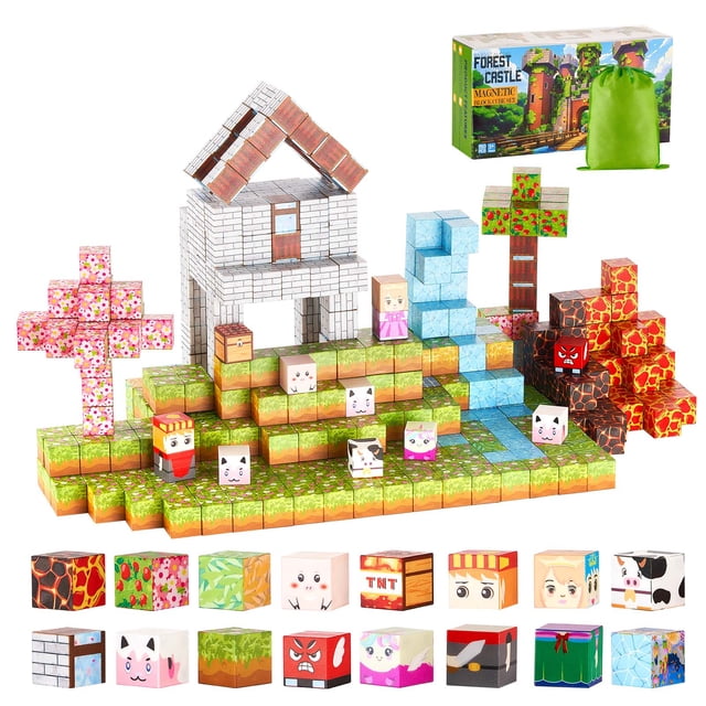 VEVOR Blocs Magnétiques 150 Pcs Ensemble Château de Forêt STEM Jouets Sensoriels Montessori