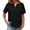 Black, variant on Ytndtr Women Summer Short Sleeve Shirts V Neck Solid Color And Linen Short-sleeved Top with Pockets Casual Loose Tunic