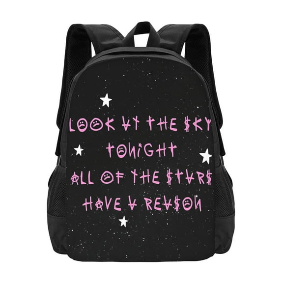 Lil Peep Star Shopping Lyrics Handwritten Backpack Fashion Travel Backpack Laptop Backpack 16 Inch Simple And Large Capacity