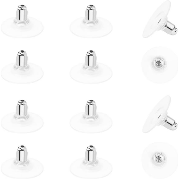 925 Sterling Silver Locking Earring Backs Replacements for Diamond Studs,14K White Gold Plated Hypoallergenic Secure Earring Backs(6 Pairs) silver