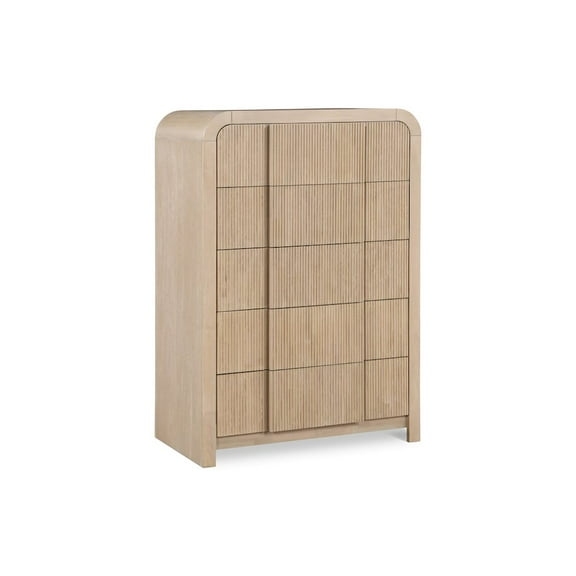 Meridian Furniture Fluted Natural Oak Veneer Chest