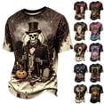 thumbnail image 2 of IAJDKMEK Men's Halloween Graphic Tee - Round Neck Short Sleeve, Lightweight Summer Shirts for Men, Casual T-Shirts with Funny Print for Everyday,Black L, 2 of 5