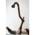 thumbnail image 4 of Kingston Brass KS124AXAC Heritage Wall Mount Bridge Kitchen Faucet, Antique Copper, 4 of 5
