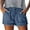Blue, variant on Hienoo Women's Plus Size Denim Shorts Elastic Waist Drawstring Casual Jean Shorts, Sizes XS-XXXL