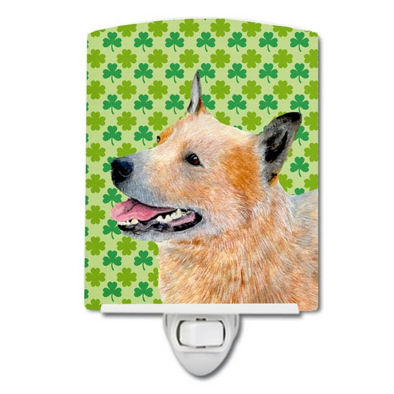 Caroline's Treasures LH9182CNL Australian Cattle Dog St. Patrick's Day Shamrock Ceramic Night Light, 6x4x3", multicolor