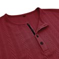 thumbnail image 3 of Camisetas Elvqul para Hombre de Color Sólido Vino Casuales Manga Corta Abotonada Algodón Cuello Redondo Gym, 3 of 6