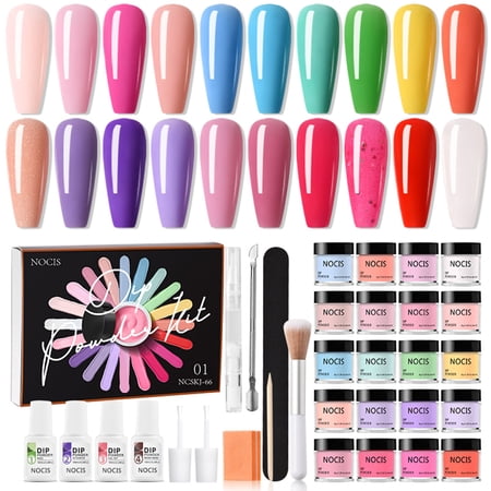 YAHHU Nail Dipping Powder Set 24 Pcs, 20 Colors Dip Powder Starter Kit with Base Top Coat Activator, Fast-drying No Lamp Needed for Home Salon Nail Art (11.81 inches / 30 cm Box)