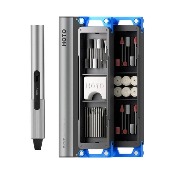 HOTO SNAPBLOQâ„¢ R-A04 Mini Cordless Rotary Tool Kit - Brushless Motor, 22000 RPM Variable Speed, 38-Piece Accessory Set for Sanding, Engraving, Drilling, Polis