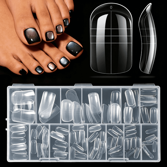 RAGUPEL Dual Toe Forms-Poly Extension Gel Toenail 150Pcs Reusable Full Cover Dual Nail Forms for Builder Toenails Nail Molds for Manicure Diy at Home