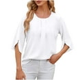 thumbnail image 6 of Sevevn Women's Shirt Fashion Long Sleeve Round Neck T-Shirt Printing Loose Blouse White XXL Summer Clearance, 6 of 9