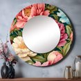 thumbnail image 1 of Designart "Pink Peony Garden Perfection Blossom Abundance" Floral Rund Mirror For Wall Decor - Large Pink Round Printed Mirror - Cottage Round Mirror 36" x 36" Inch, 1 of 5