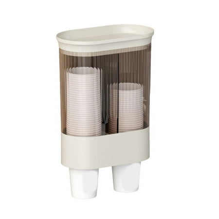 

huanledash Paper Cup Rack Wall-mounted Punch Free Large Capacity Automatically Drop Disposable Cup Storage Holder Daily Use