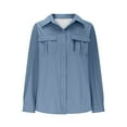 thumbnail image 3 of WCJM Women's Shirts Women Shirts Women's Long Sleeve V Neck Solid Color Cardigan Shirt Casual Fit Shrinkable Sleeve T Shirt Tops, 3 of 6