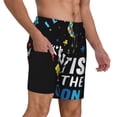 thumbnail image 2 of Balery I Love With Autism To The Moon And Back Bañador para hombre, shorts de playa de secado rápido con entrepierna y forro de compresión-Large, 2 of 6