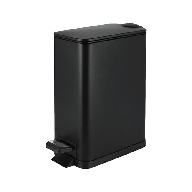 Naiovety Cubo de basura de acero inoxidable de 10 l, cubo de basura reutilizable, lavable, ergonómico, elegante, contenedor de basura de cocina Suministros de limpieza para el hogar Negro