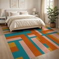 thumbnail image 3 of ODIKA 8'x10' Washable Area Rug Mid Century Burnt Orange Blush Interlocking Graphic Retro Pink for Dining Room, Large Office, Lounge, Non-Slip Chair-Friendly Mat, 3 of 7