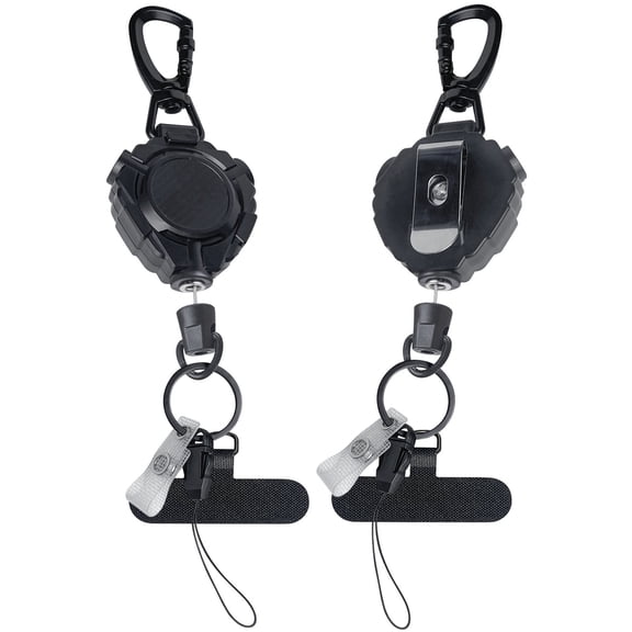 Ogetok 2 Pack Retractable Keychain with Metal Carabiner Strong 9oz Retraction for Phone Keys ID Badge Multi Function Durable Abs Black