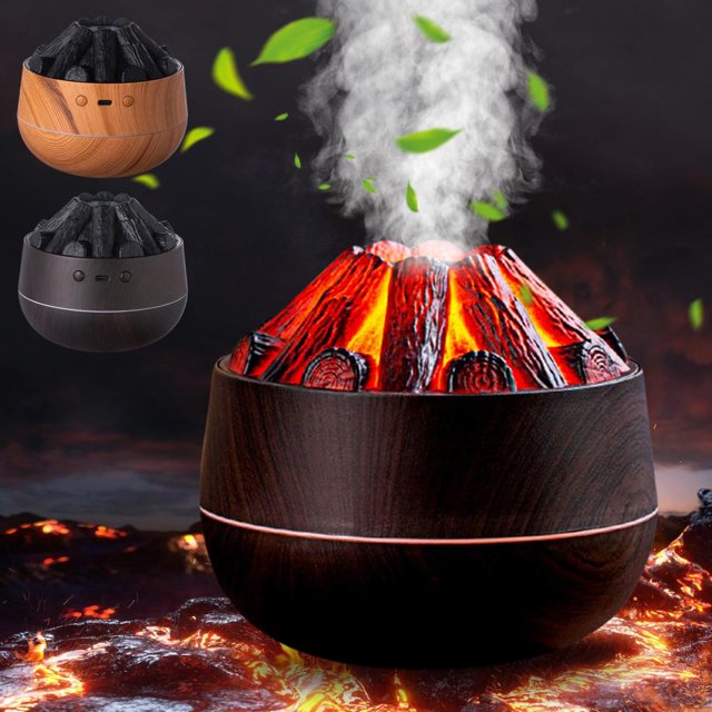 Feltree Charcoal Flame Humidifier with 300ml Tank, 2 Mist Modes for Office/Desktop, Silent USB-Powered Aroma Diffuser