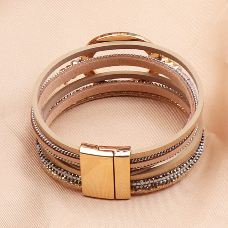 Ladies leather cuff bracelet clearance