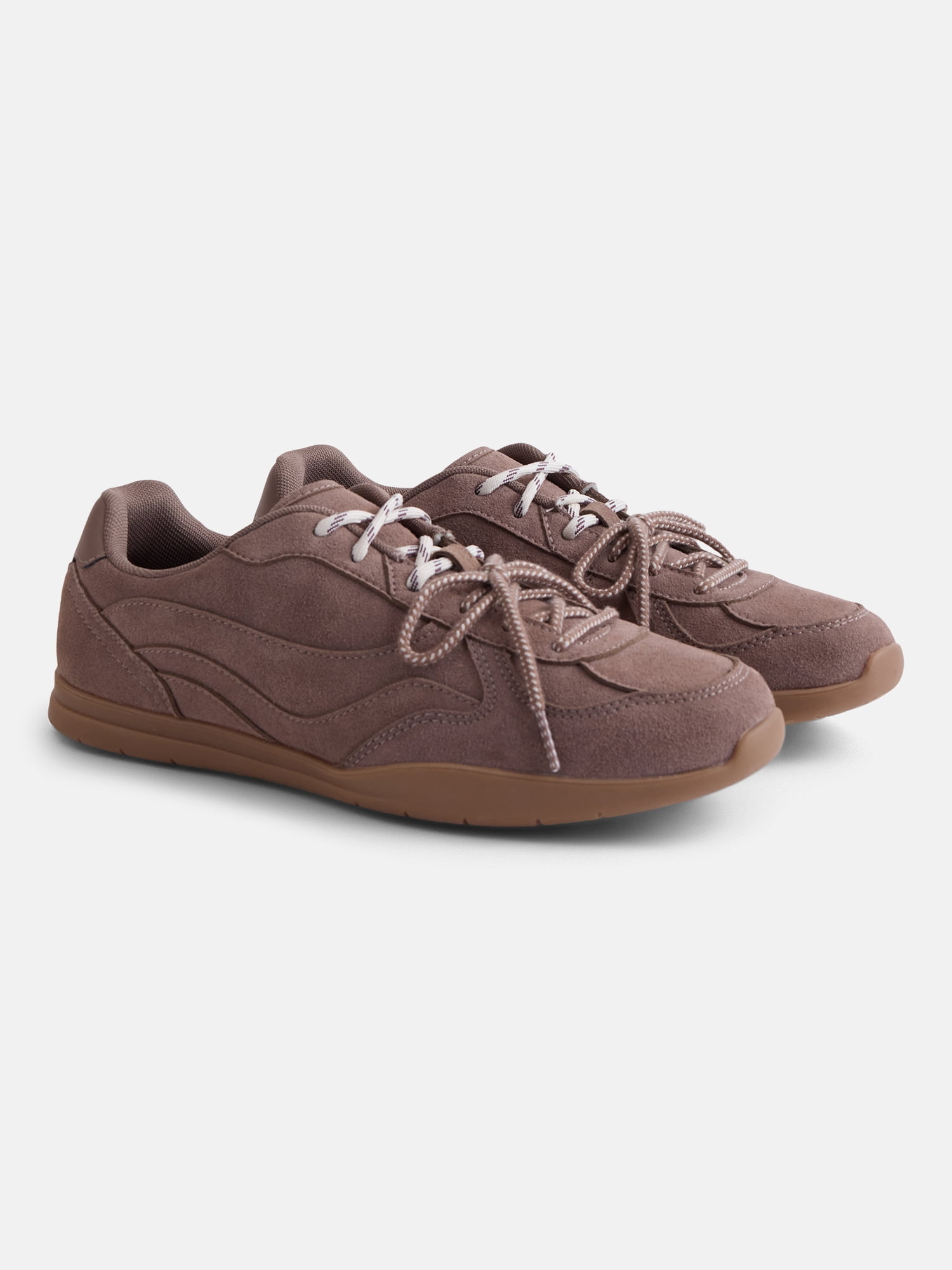 No Boundaries Women's Faux Suede Double Lace Sneakers