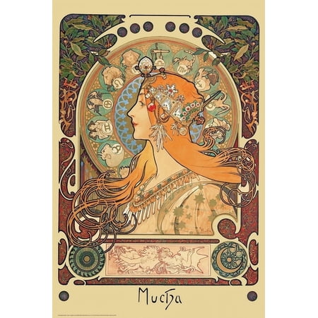 Alphonse Mucha's Zodiac Art Poster- 24" x 36"