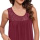 thumbnail image 3 of Camisetas sin mangas con cuello redondo para mujer, camisa informal holgada de encaje de Color puro plisada sin mangas para la vida diaria, color burdeos XXL, 3 of 7