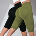 thumbnail image 2 of Yoga Shorts for Women, Audhol Women's Hip Lifting Fitness Pants with Textured Compression and Tight Fit High Waisted Peach Hip Yoga Shorts 2Pc Womens Workout Shorts Green L, 2 of 4