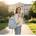 thumbnail image 2 of Polka Dot Casual Nylon Daypack, Large Capacity Lightweight Fashion Backpack for Travel Outdoor Daily Commute, 2 of 8