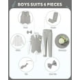 thumbnail image 7 of SANMIO Toddler Boy Suits Dress Clothes Formal Slim Fit Suit Set 6 Piece Tuxedo Gentleman Wedding Outfit Dresswear Vest Set, 7 of 7