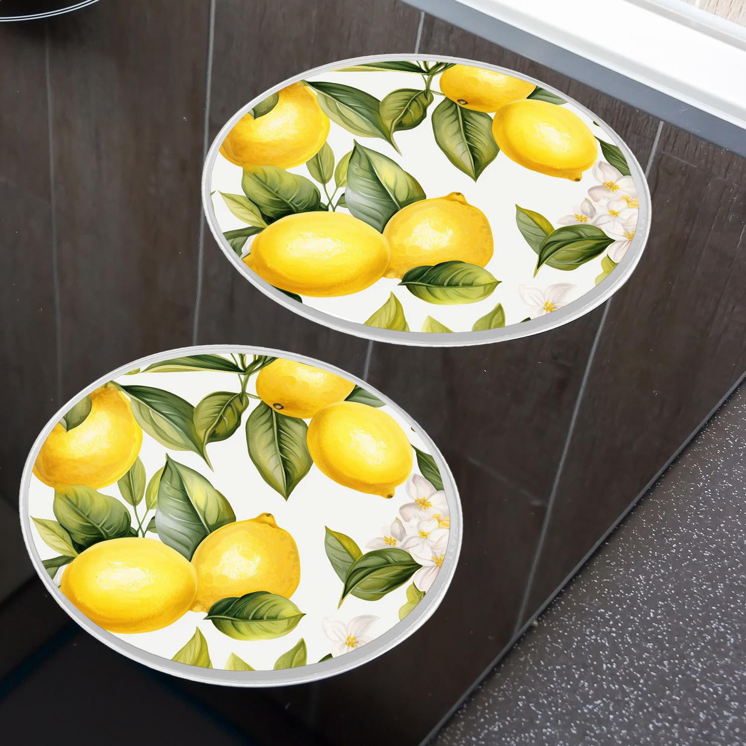 Stove Burner Covers 4 Pcs for ,Lemon Tree Branches Watercolor Summer colorful, Round Gas Stove Burner Cover 8Inch And 10Inch