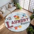thumbnail image 3 of 7ft Round Rug, Laundry Room Non-Skid Rubber Backing Large Area Rugs - Living Room Bedroom Home Office, Blue Cartoon Washing Machine Clothes Indoor Floor Mat Carpets Washable Rug, 3 of 9