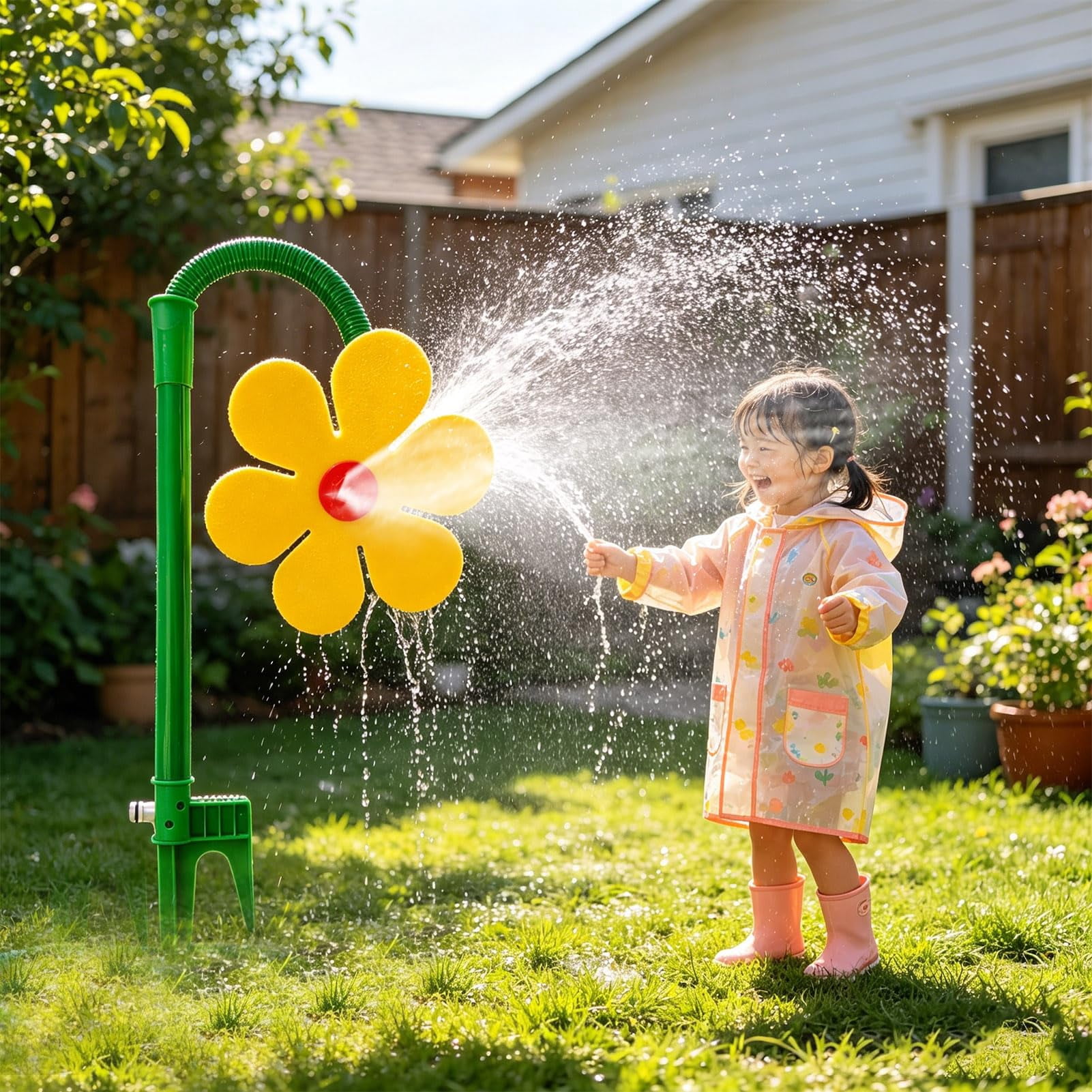 Crazy Daisy Sprinkler, 360° Rotating Dancing Flower Water Sprinklers for Yard Dogs Playing，For watering the garden.