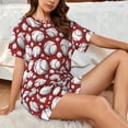 thumbnail image 4 of Wukai Cute Baseball Women's Pajama Set,Short-Sleeve Top and Shorts with Elastic Waistband and Pockets for Loungewear, Yoga, and Casual Wear-X-Large, 4 of 6