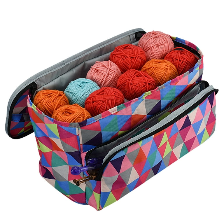 Knitting Bag Large Capacity Rectangle 600D Oxford Cloth Stop Tangling Knitting  Organizer for Bedroom 